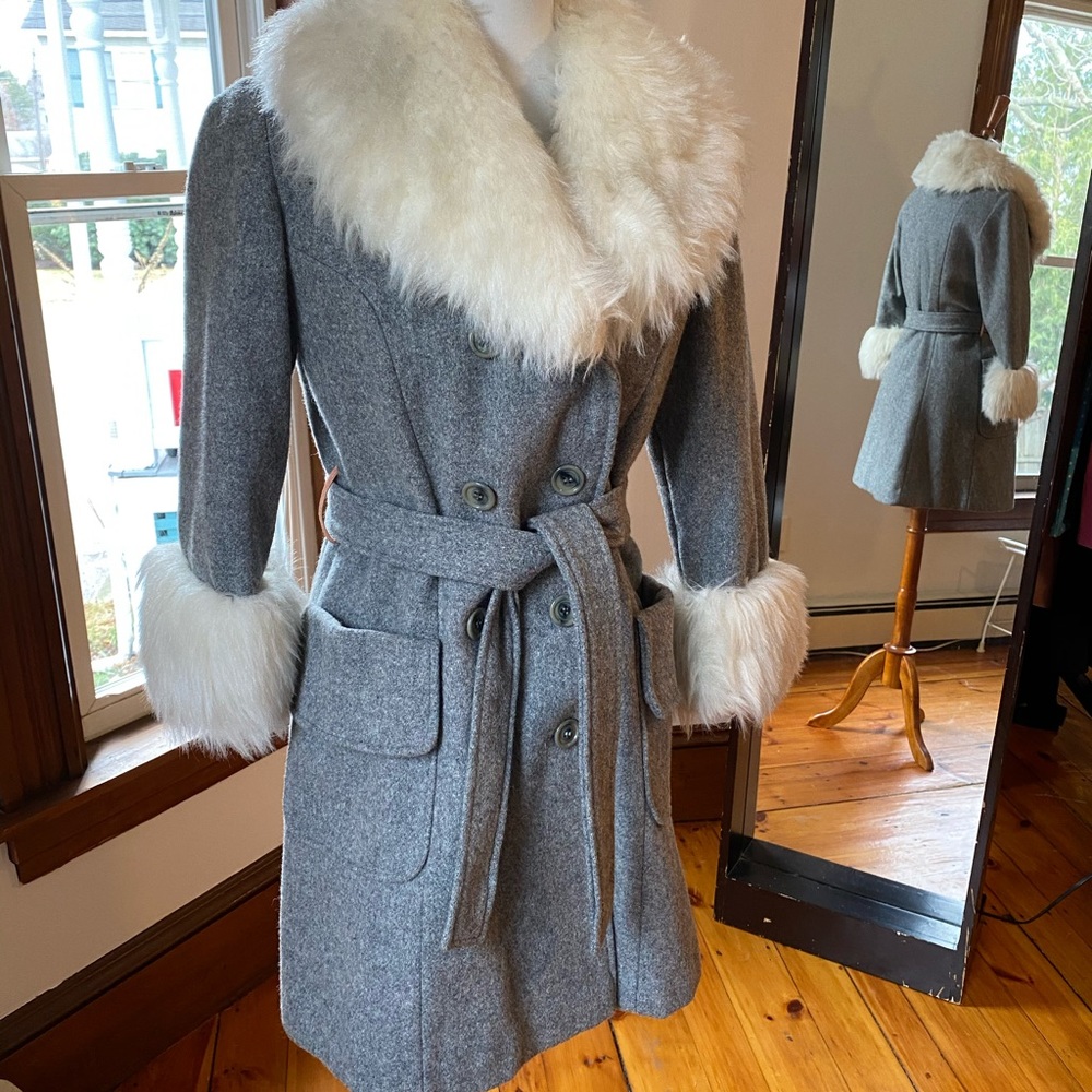 Vintage Faux Fur & Wool Coat, Already Dry Cleaned